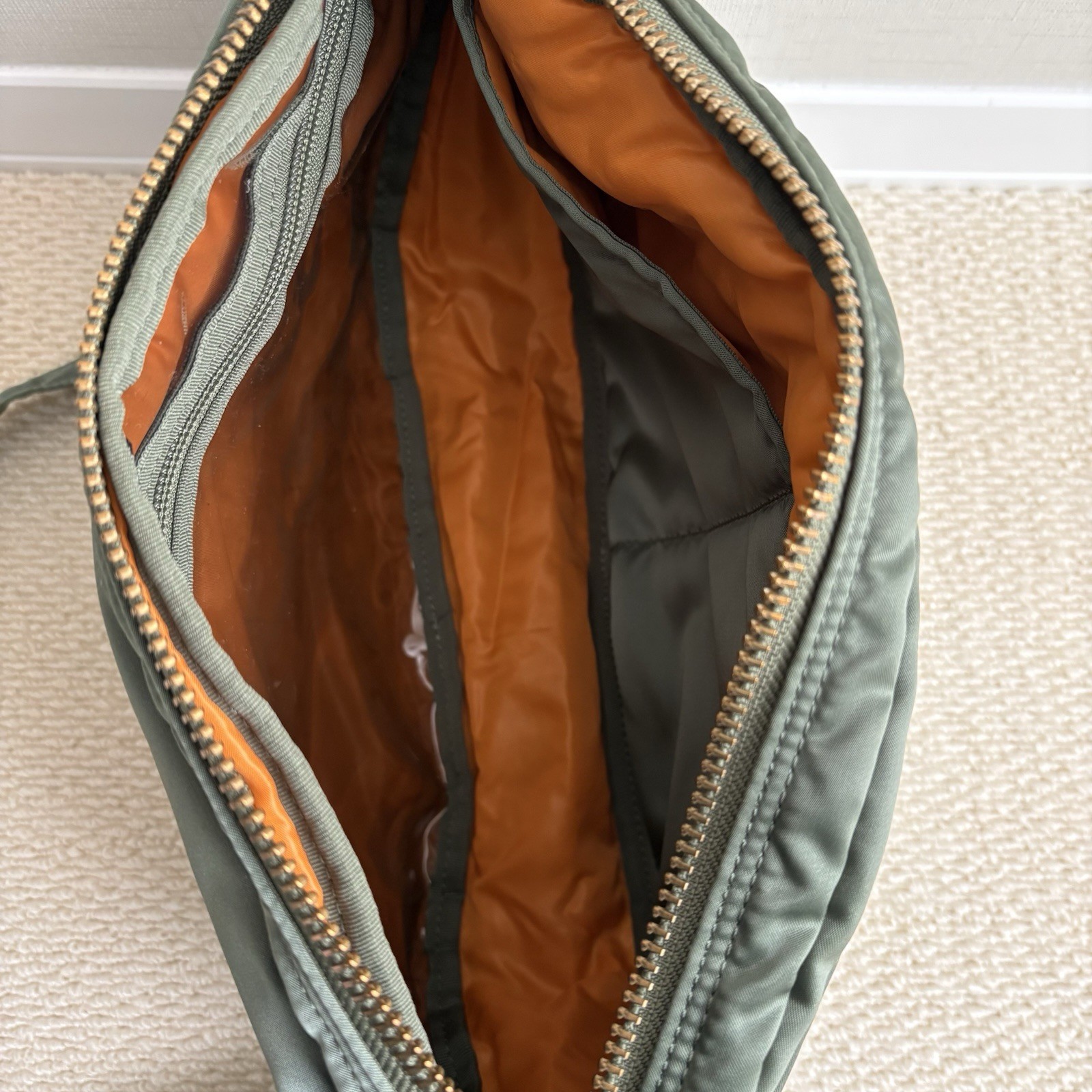 Yoshida Porter Tanker Half moon oval shoulder bag Sage Green Excellent Used