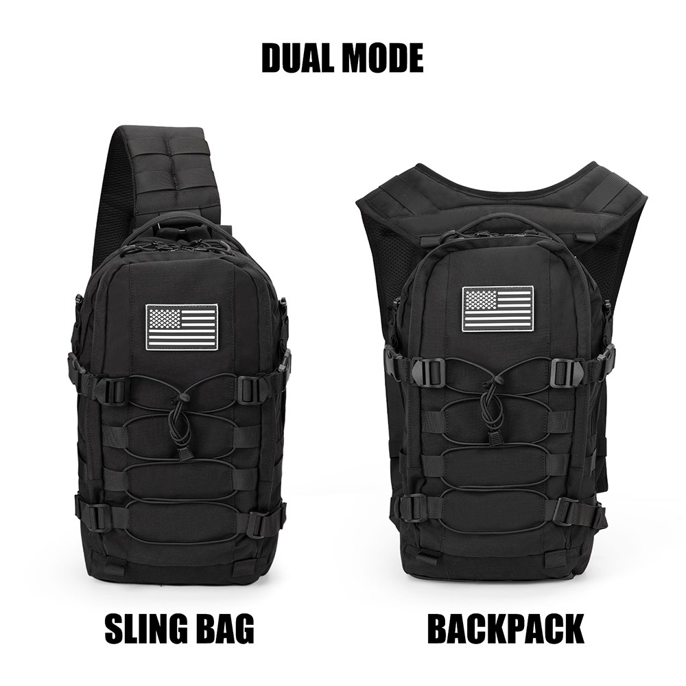 2-in-1 Tactical Sling Backpack & Shoulder Bag for Men, Molle, Durable Nylon, Out