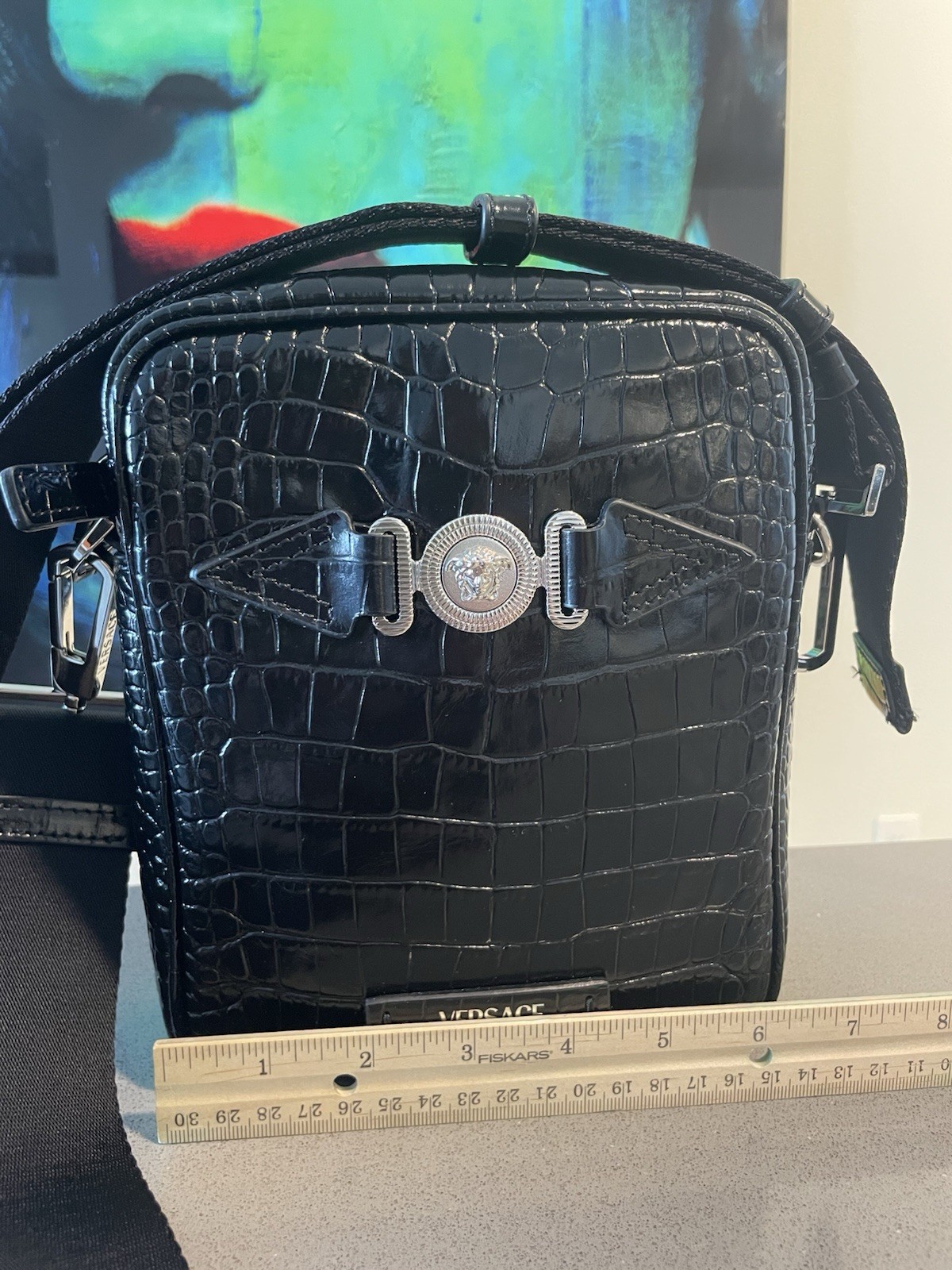 Versace Medusa Biggie crocodile-embossed crossbody bag $1400