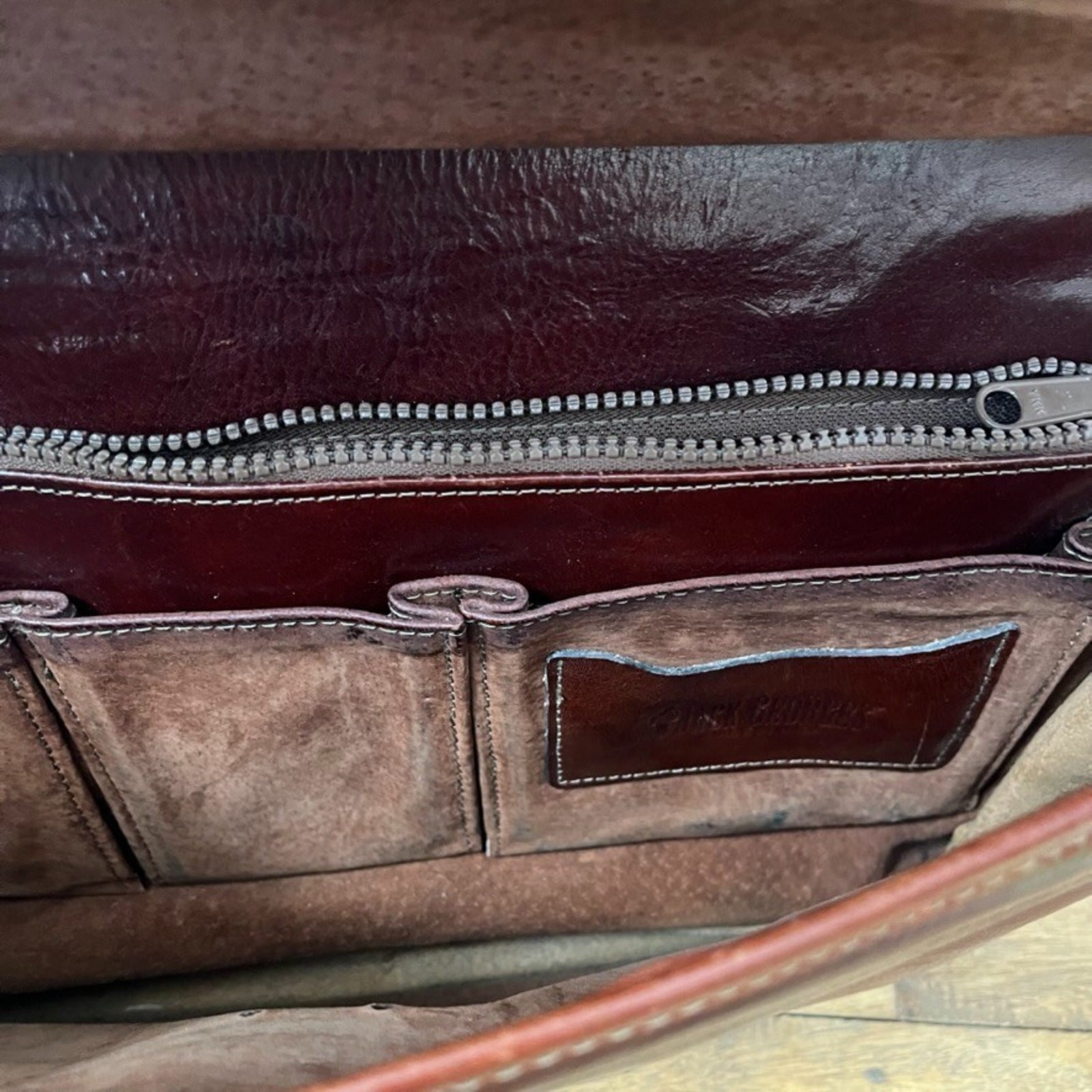 Jack Georges Woven Leather Tuscany Executive Briefcase 16″ Crossbody Brown