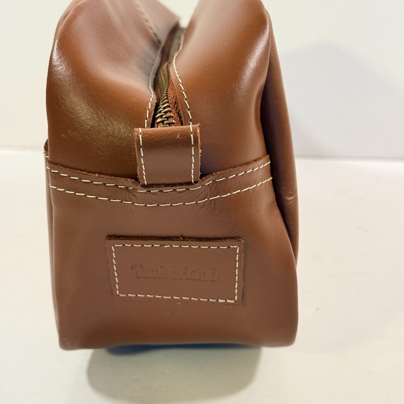 Timberland Nevada Men’s Leather Cognac Toiletry Bag Travel Kit Accessory NEW