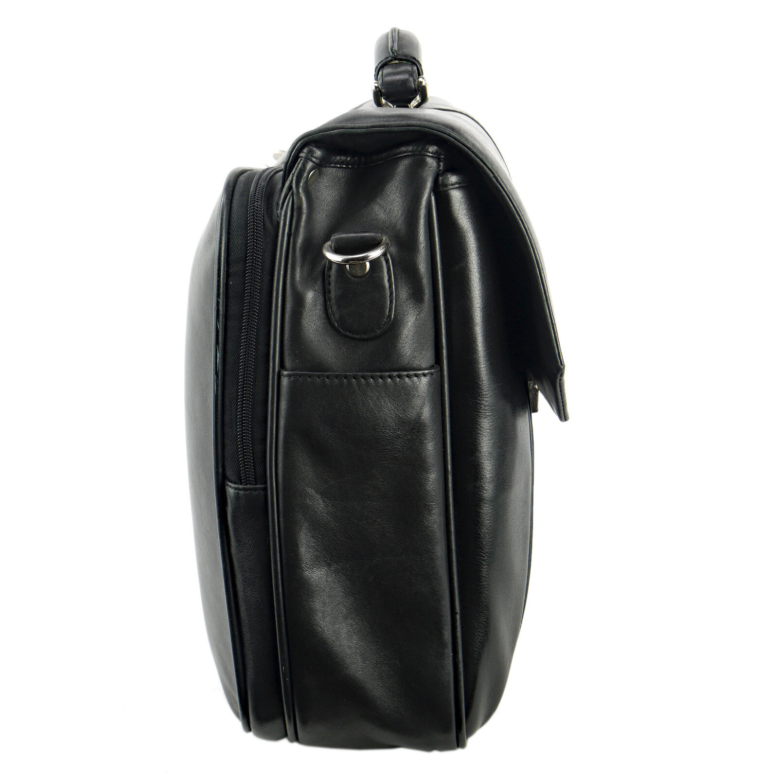 BOSCA Laptop Bag Briefcase Black Leather Silver Hardware Padded Compartments