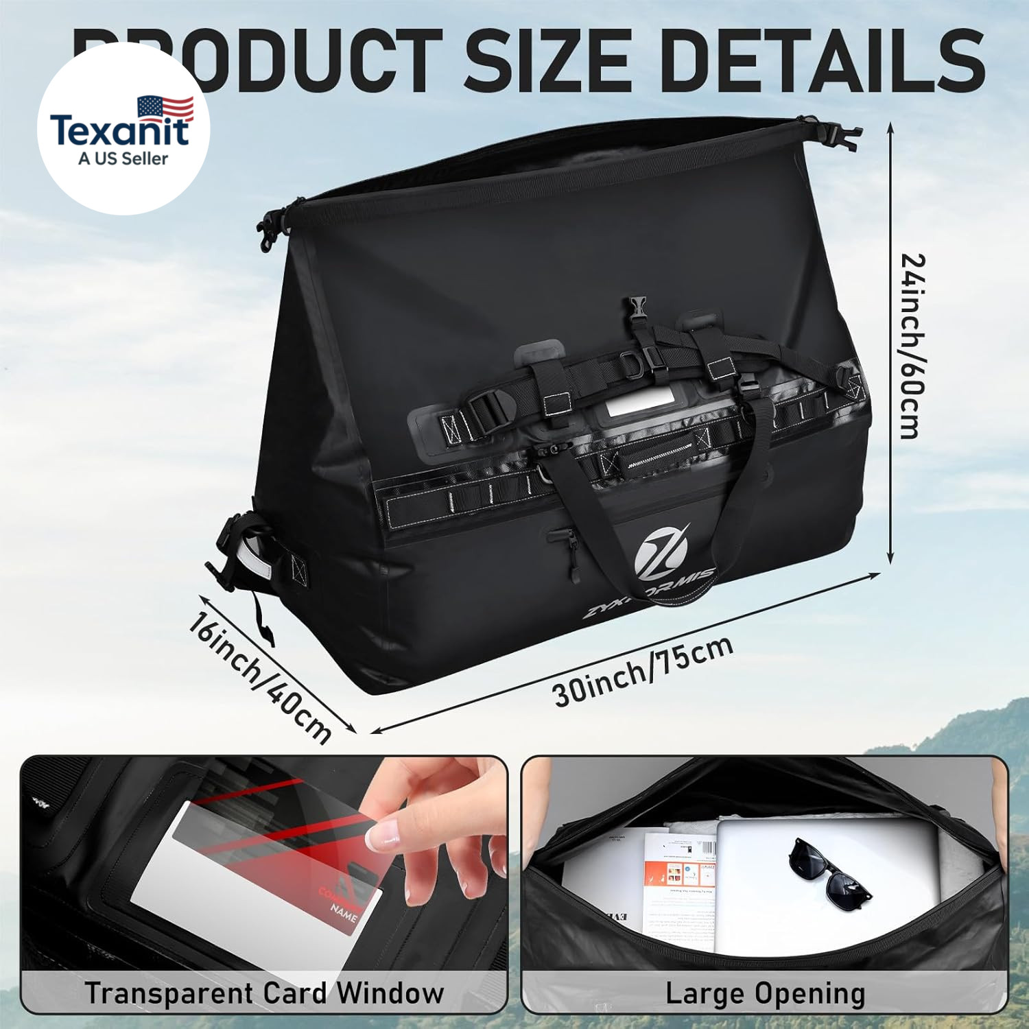 Waterproof Duffle Bag, Large Marine Dry Bags, Heavy Duty Adventure Travel Bag fo