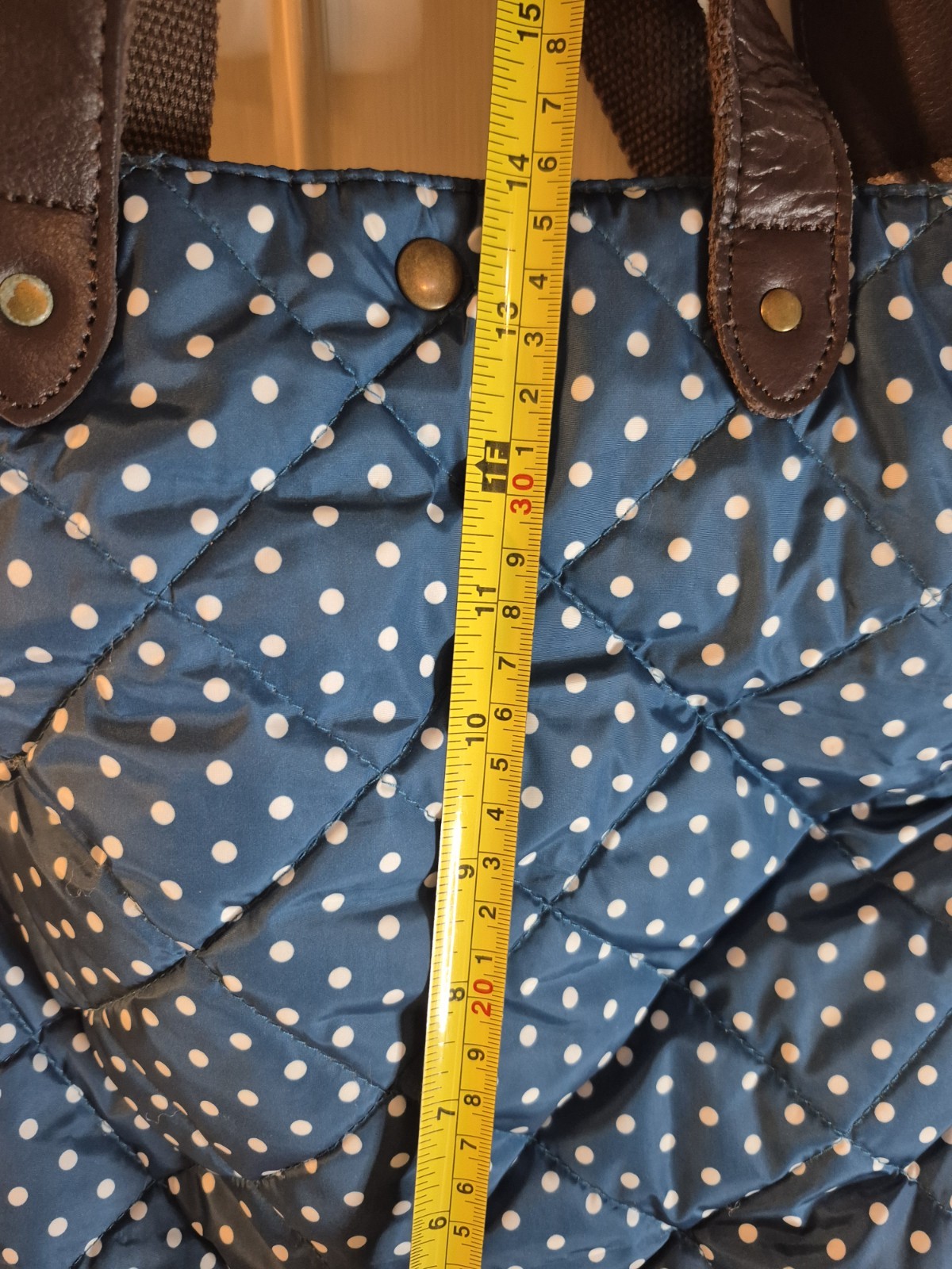 ROOTOTE Quilt 2-Way Bag Crossbody Shoulder Polka Dots Blue And White