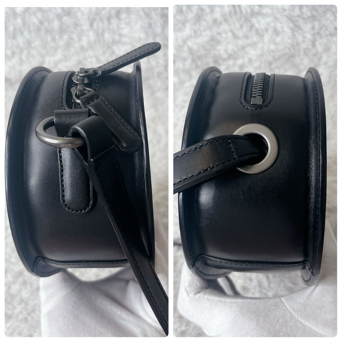 TSUCHIYA KABAN Black Nume Oval Shoulder Bag Adjustable Strap 600ml 15x28x8cm
