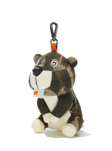 Malbon Golf Beaver Character Ball Case Keyring Plush Camo Authentic