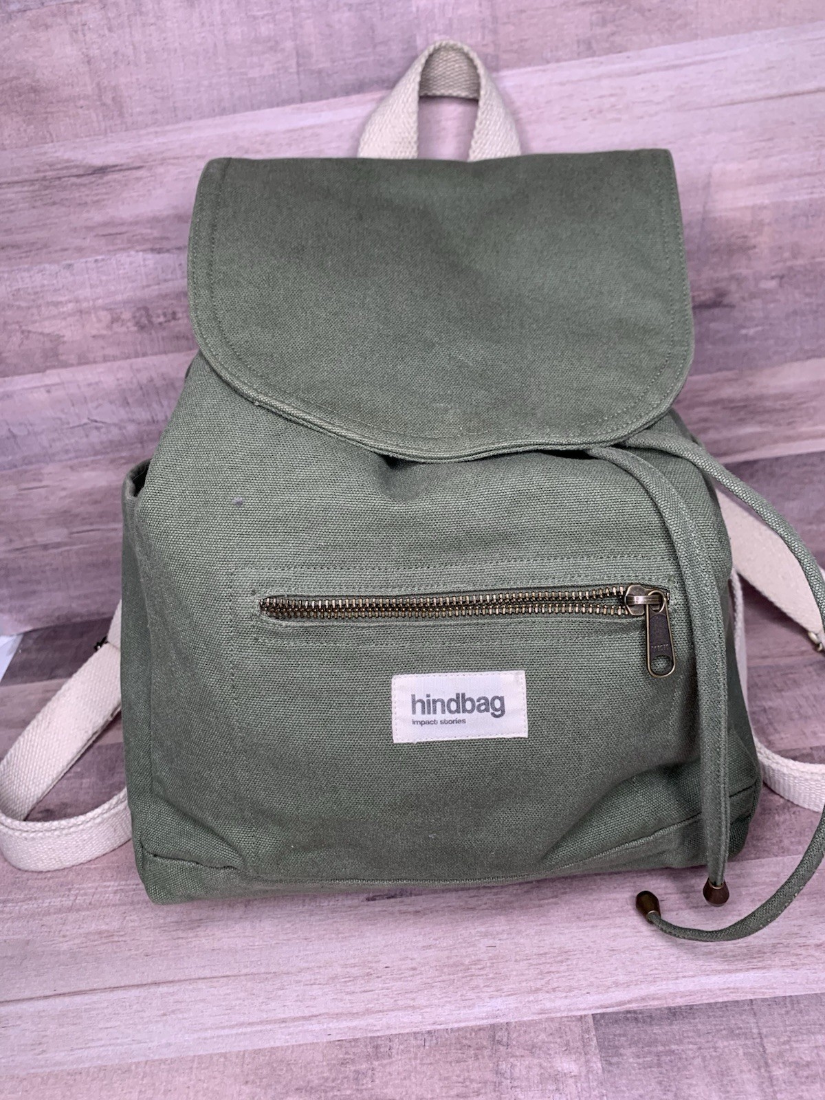Hindbag Unisex Eliot olive green canvas Backpack bag with charm