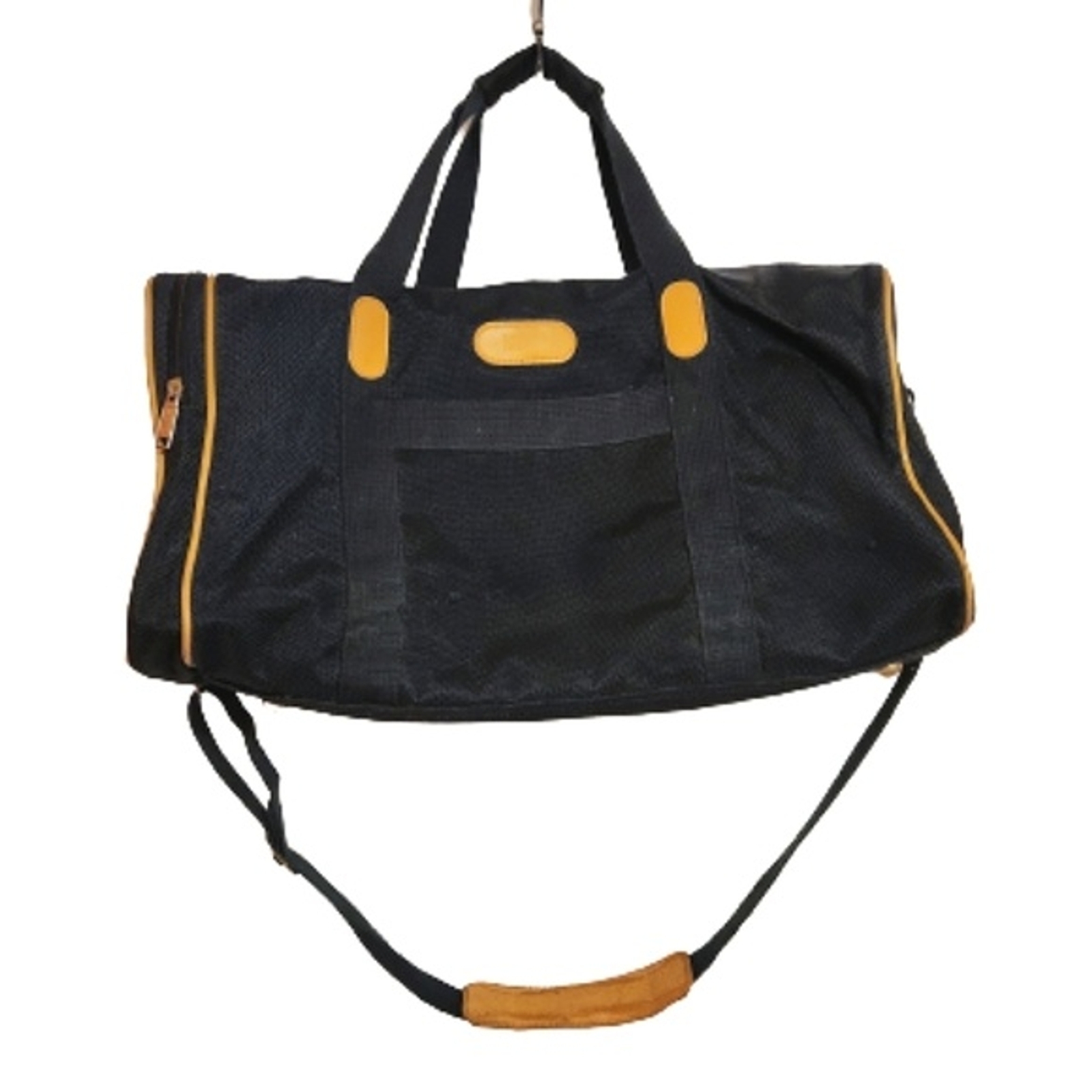 Vintage London Fog Luggage Double Handle Large Weekender Duffle Bag Navy/Tan