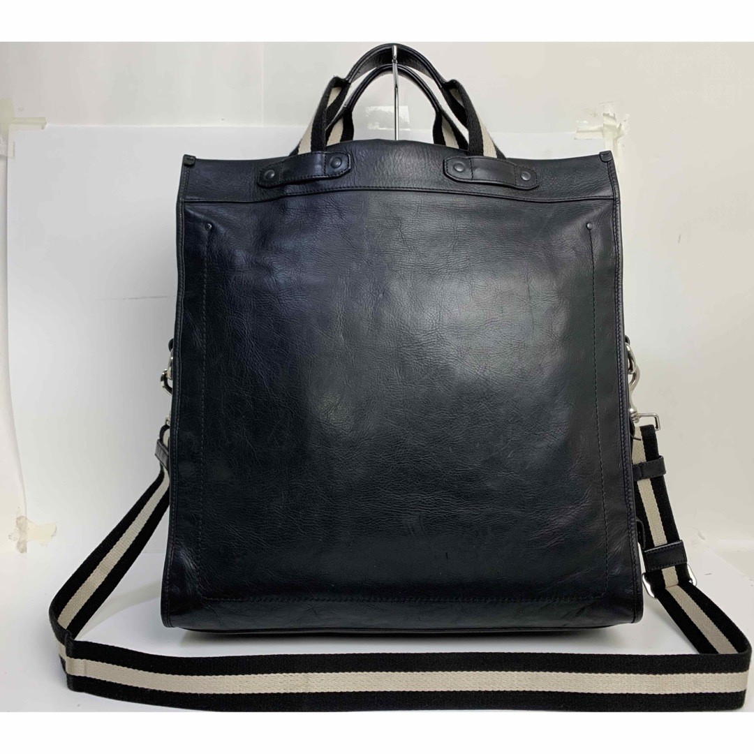 BALLY Leather 2-Way Tote Bag Shoulder Designer Spacious Vintage 39x43x12cm
