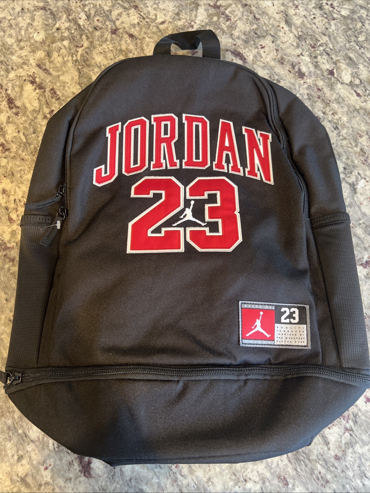 NIKE AIR JORDAN JERSEY BACKPACK #23 CHICAGO BULLS BLACK RED 9A0780-023