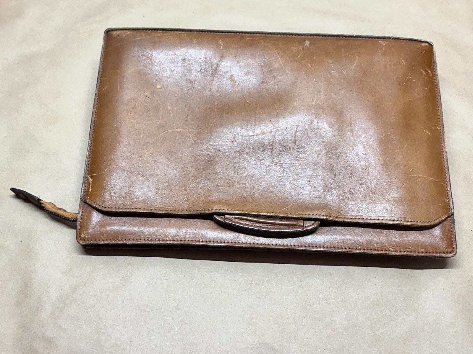 SCHLESINGER Brothers CASE SETTER California Saddle LEATHER BAG Briefcase Brown