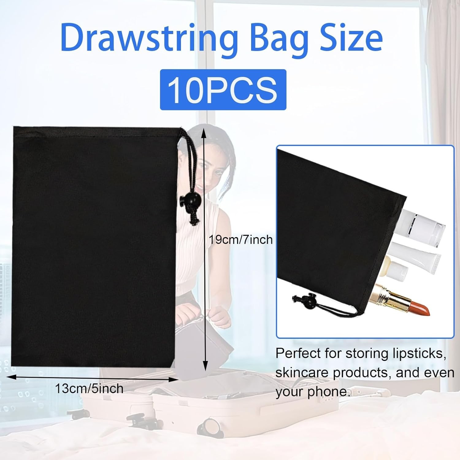 10-Pack Drawstring Bags with Toggle Closure – Lightweight & Durable Nylon Gym