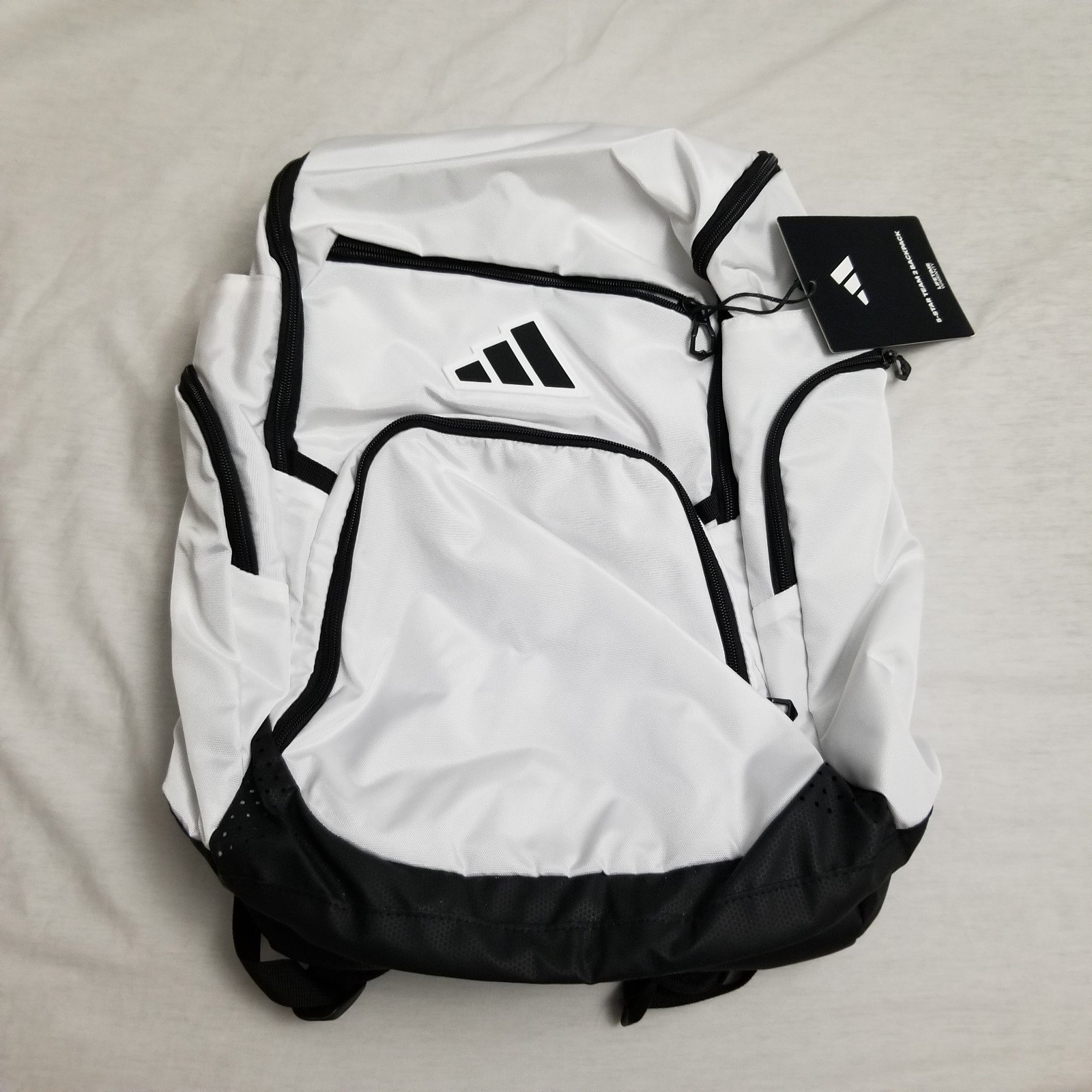 Adidas 5-Star Team 2 Backpack White Black Dual Water Bottle Pockets Padded Back