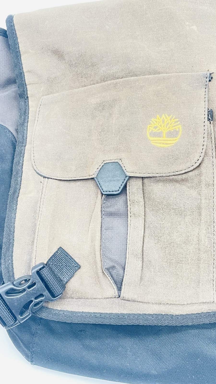 Timberland Brown/Black Canvas Large Messenger Bag Men Adjustable Shoulder Strap