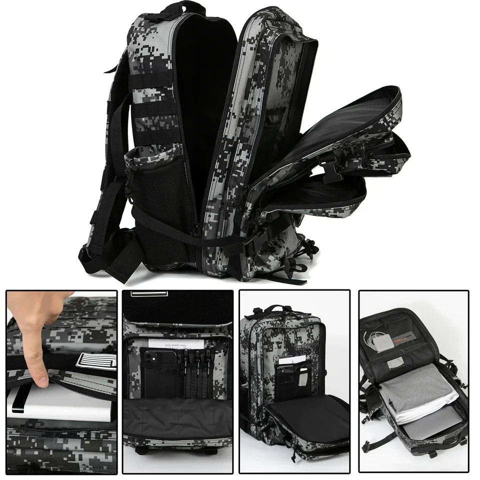 45L Tactical Backpack Outdoor Hiking Camping Survival Rucksack Travel School Bag