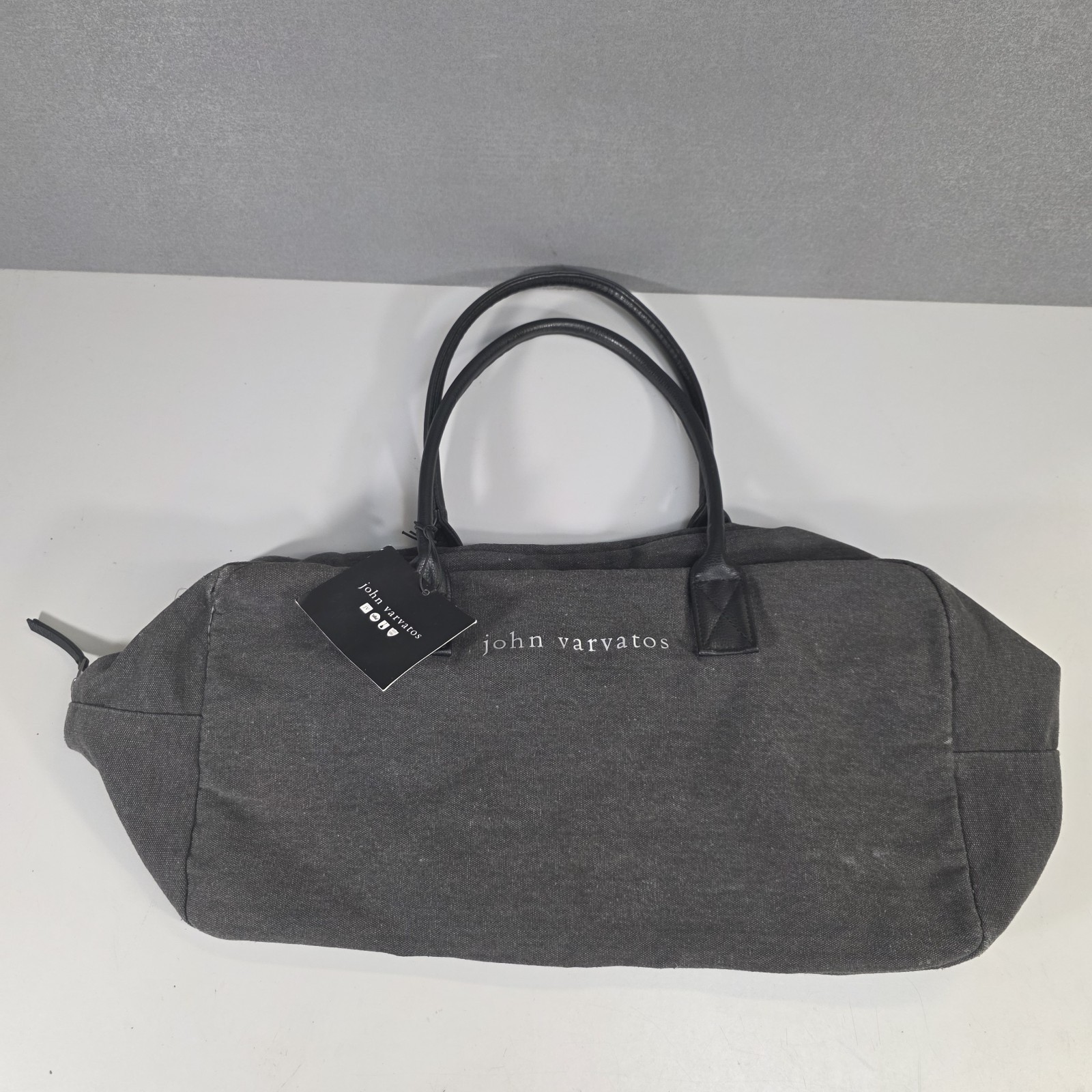 John Varvatos Weekender Bag Tote Duffel Bag Gray Medium Travel Zip Around NWT