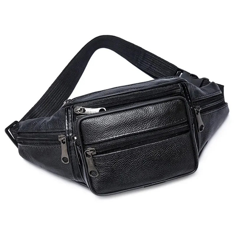 Men’s Genuine Leather Fanny Pack Waist Bag Multi Pocket Crossbody Travel Bag