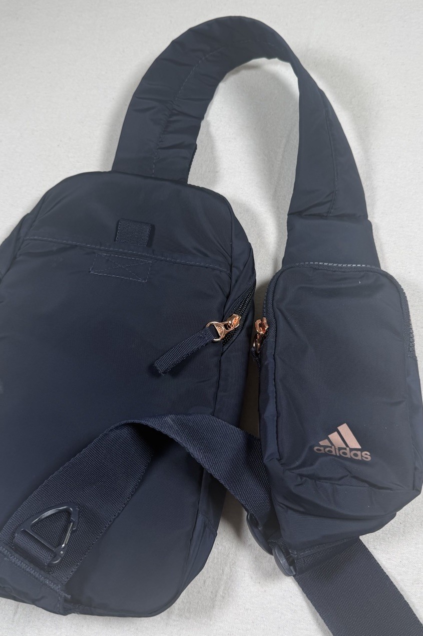 Adidas Essentials 3 Sling Crossbody Bag, Dark Navy w/ Rose Gold accents Travel