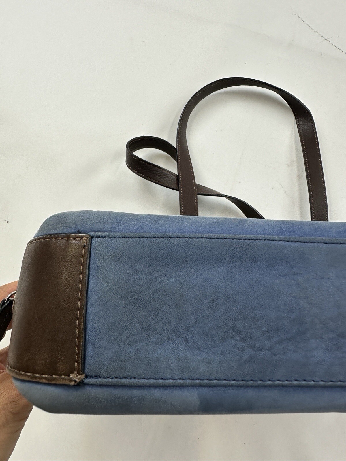 Jack Georges Briefcase Laptop Messenger Bag Blue Leather Missing Strap