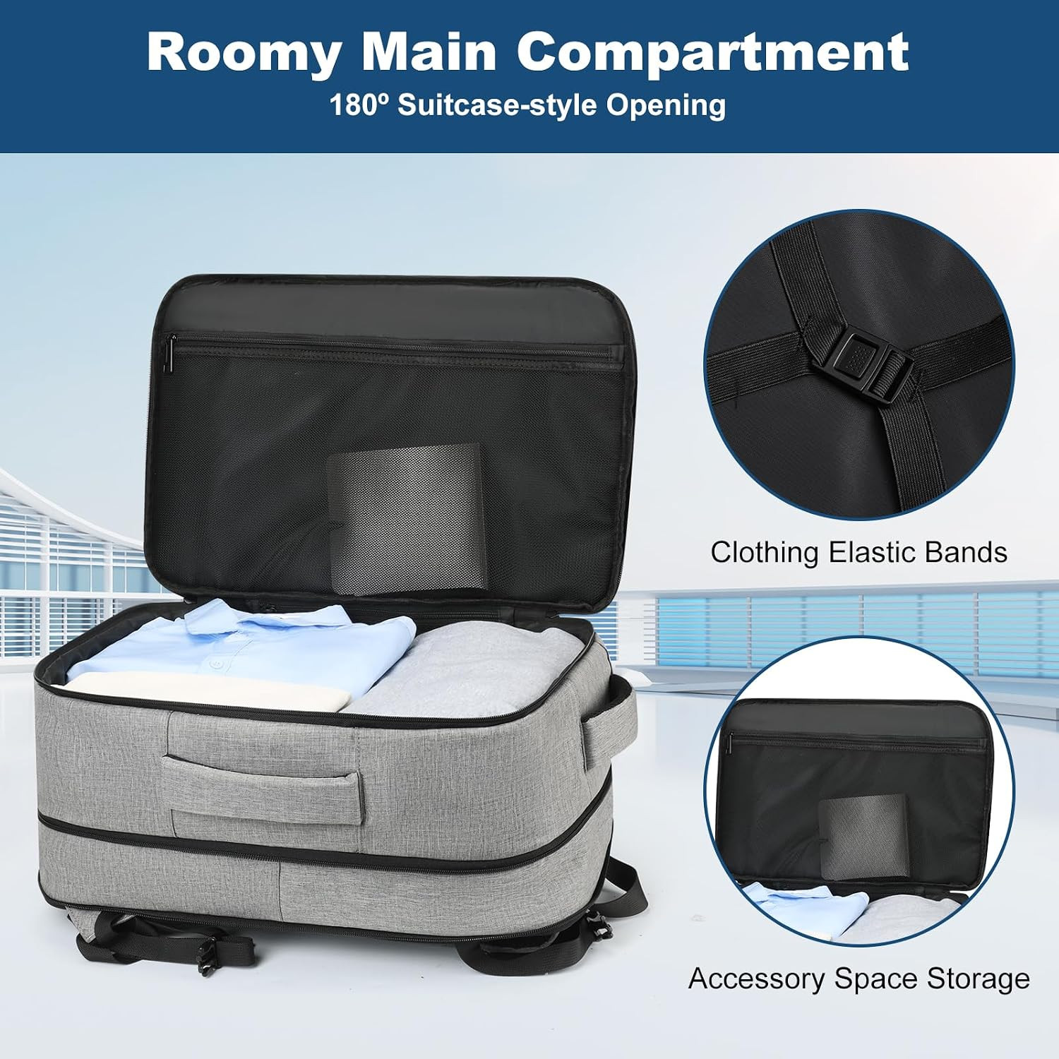 Travel Backpack,Carry on Backpack Expandable 40-50L with USB Cable Port,Fits 17.