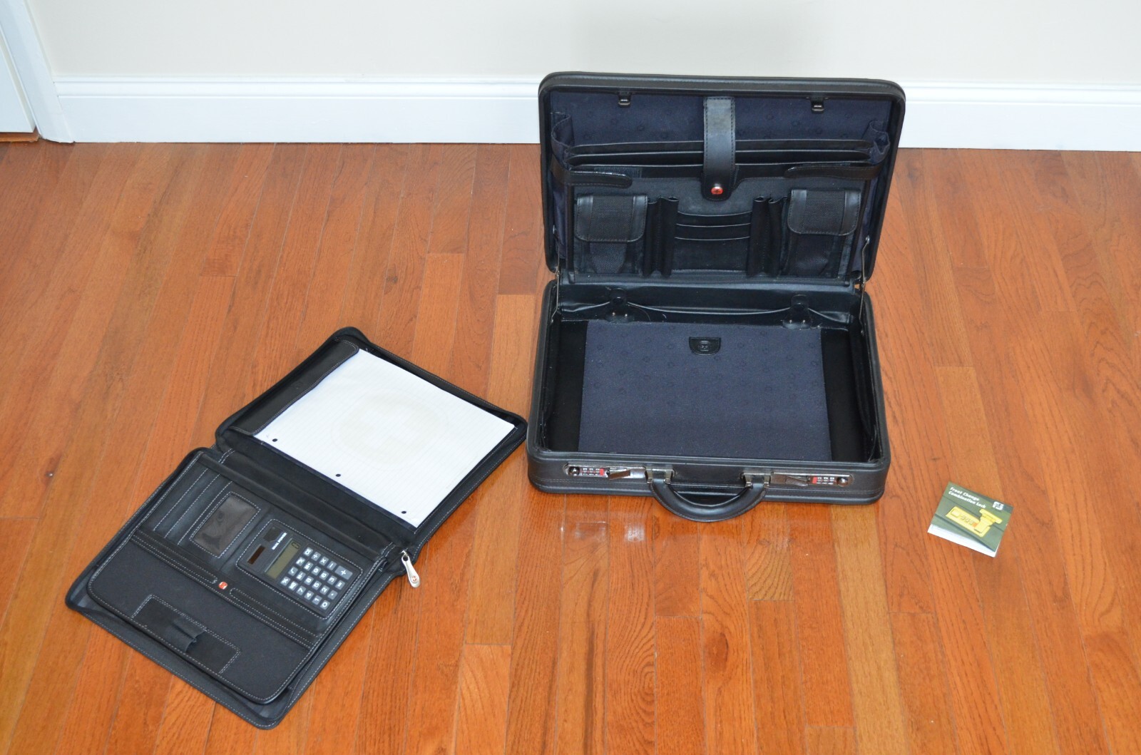 Alpine Swiss Leather Attache Briefcase with Combination Locks Hard Case