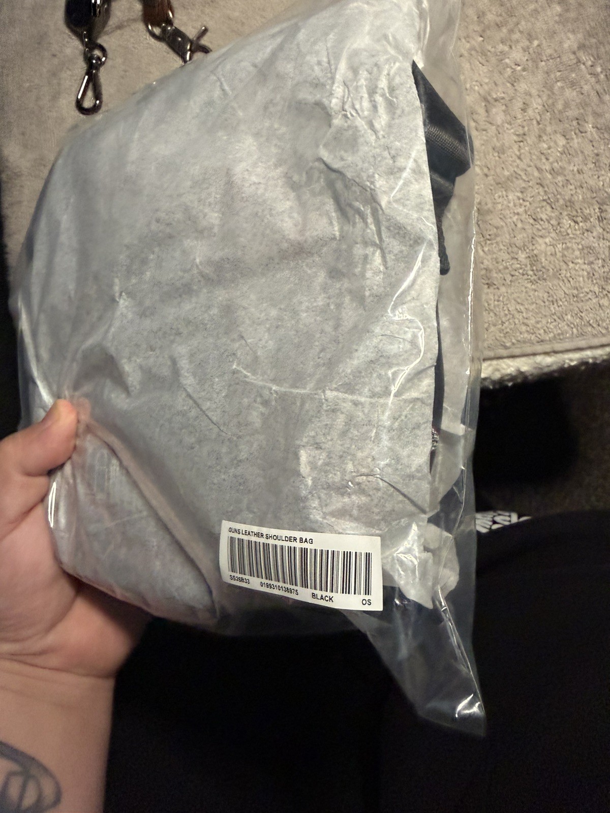 Supreme Leather Shoulder Bag- “Guns”- Black- New In Bag
