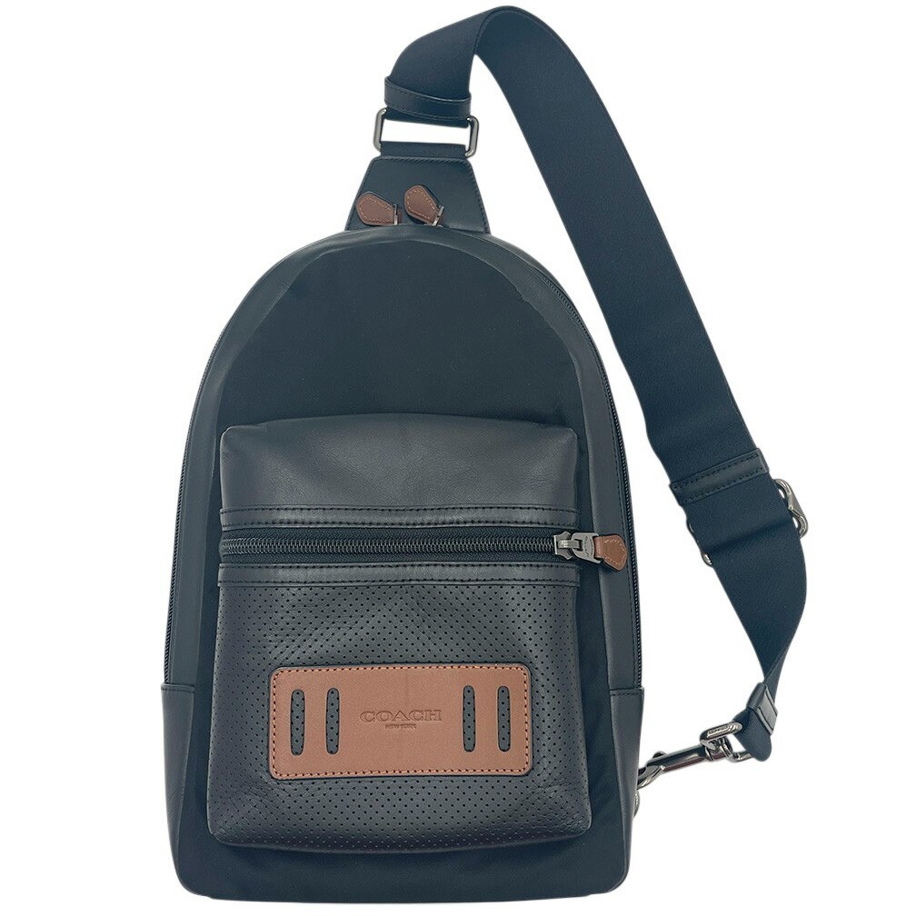 COACH Body Bag Men s Sling F56877 Black Black Perforated Terrain Mixed Material