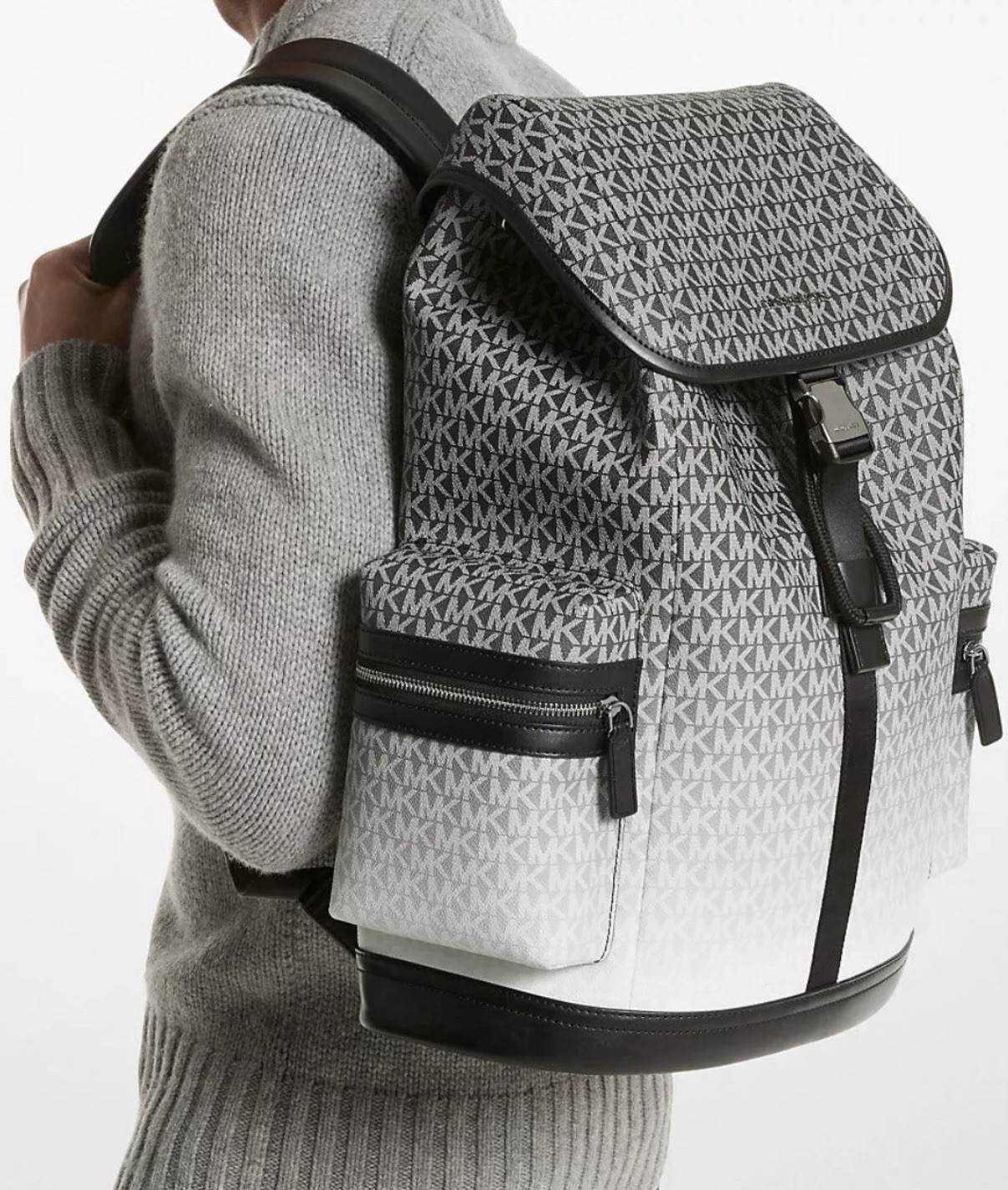 Michael Kors Cooper Ombré Logo Utility Commuter Backpack Black