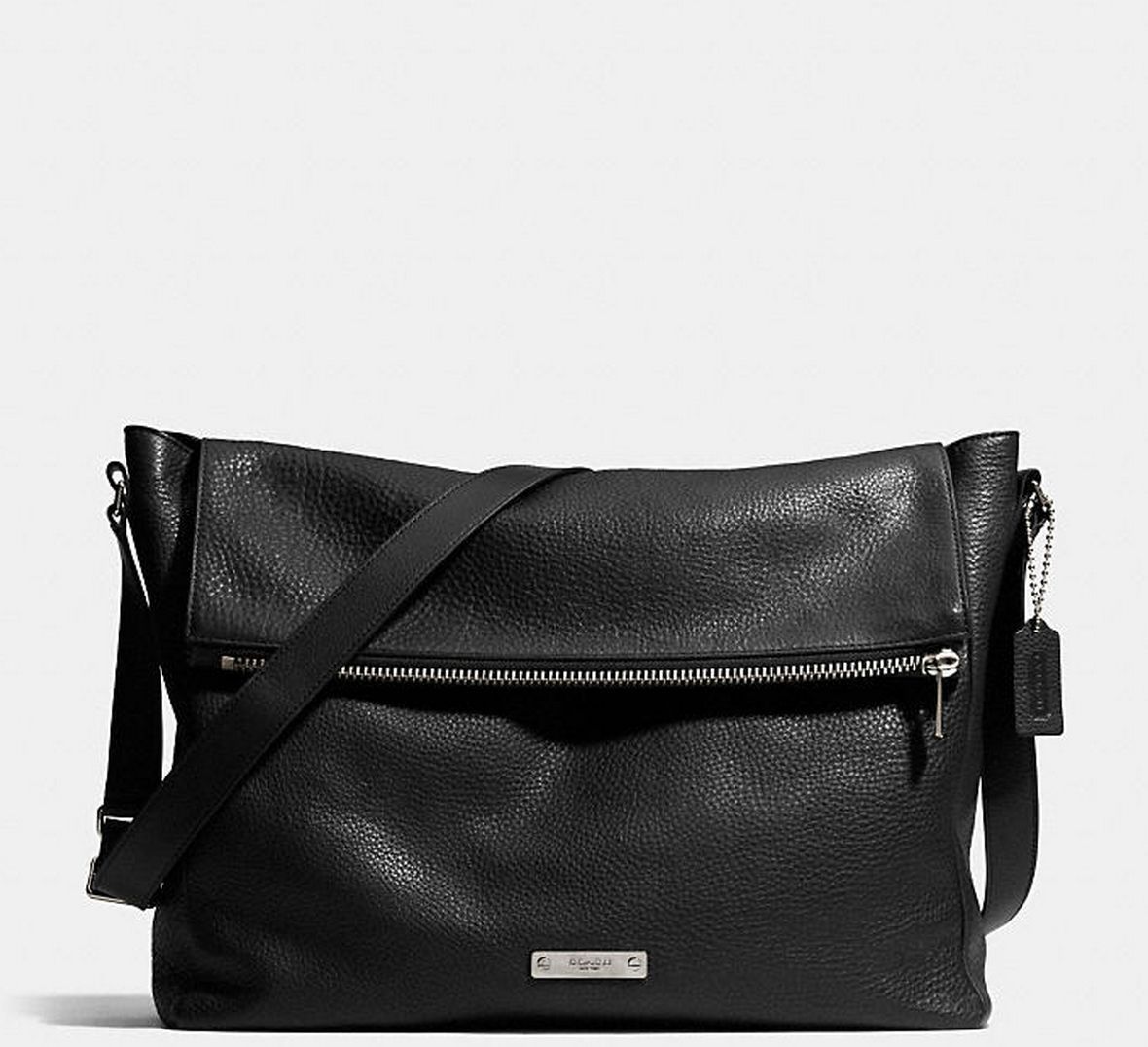 NWT COACH THOMPSON ZIP TOP MESSENGER LEATHER ANTIQUE NICKEL BLACK F71236