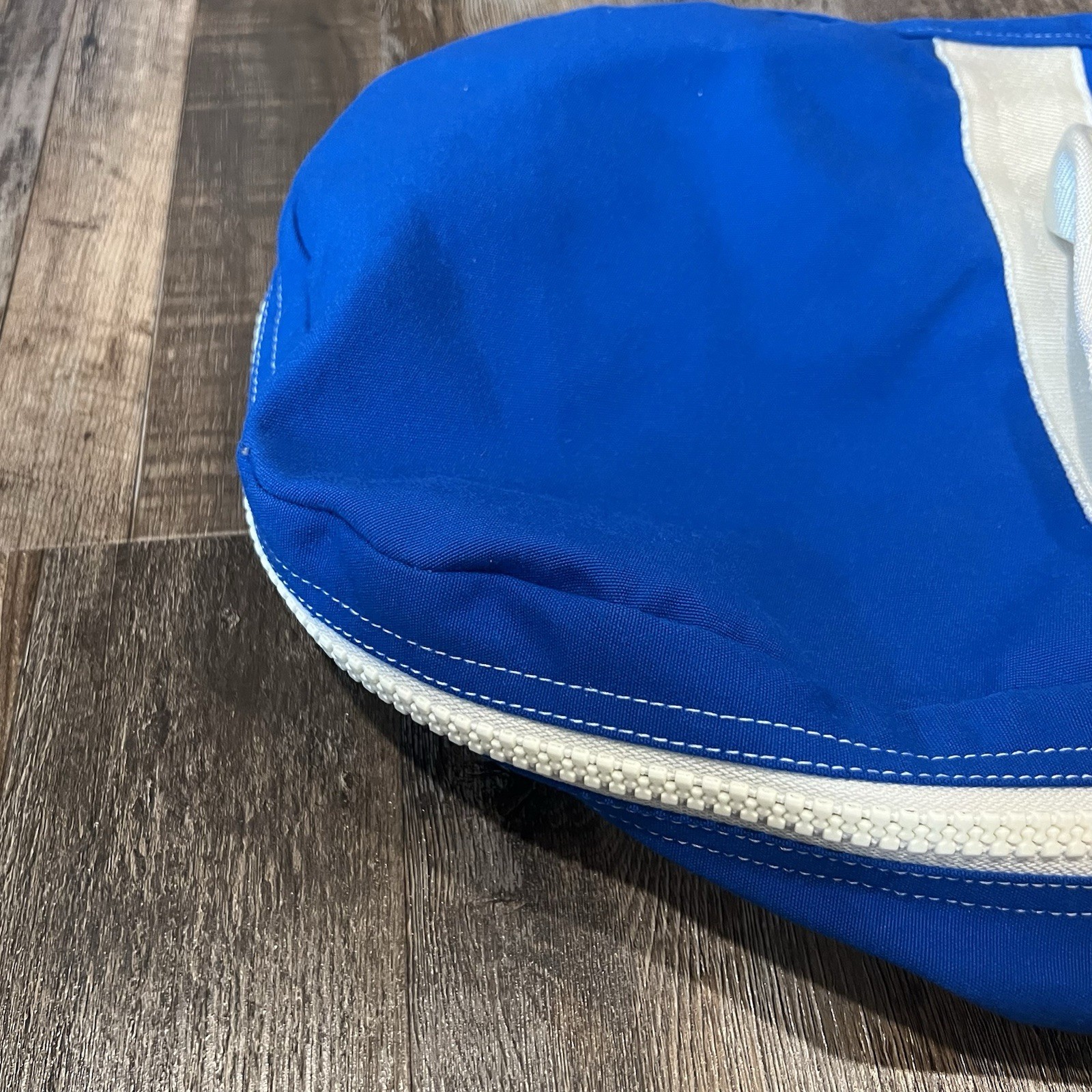 Vintage Land’s End Lighthouse Zip-Around Nylon Duffel Bag Retro Royal Blue 1980s