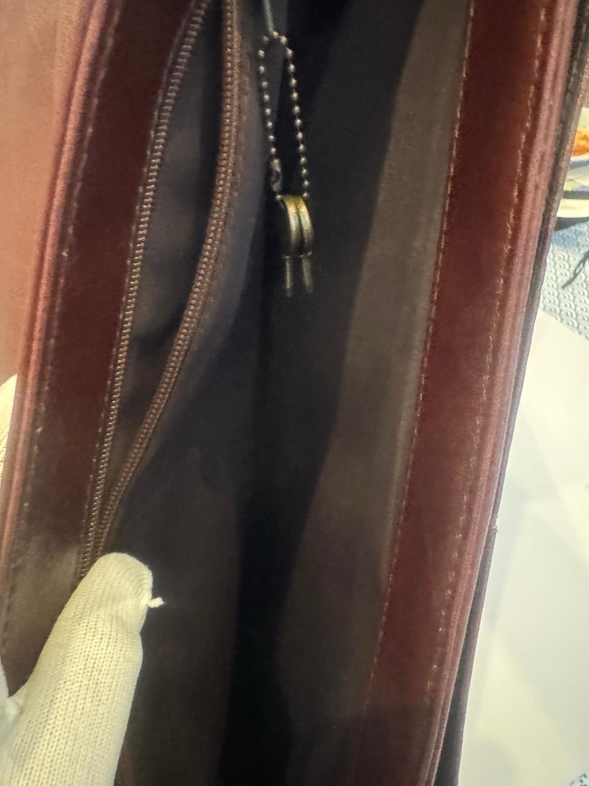 Vintage Burgundy Full‑Grain Leather Briefcase — Brass Hardware