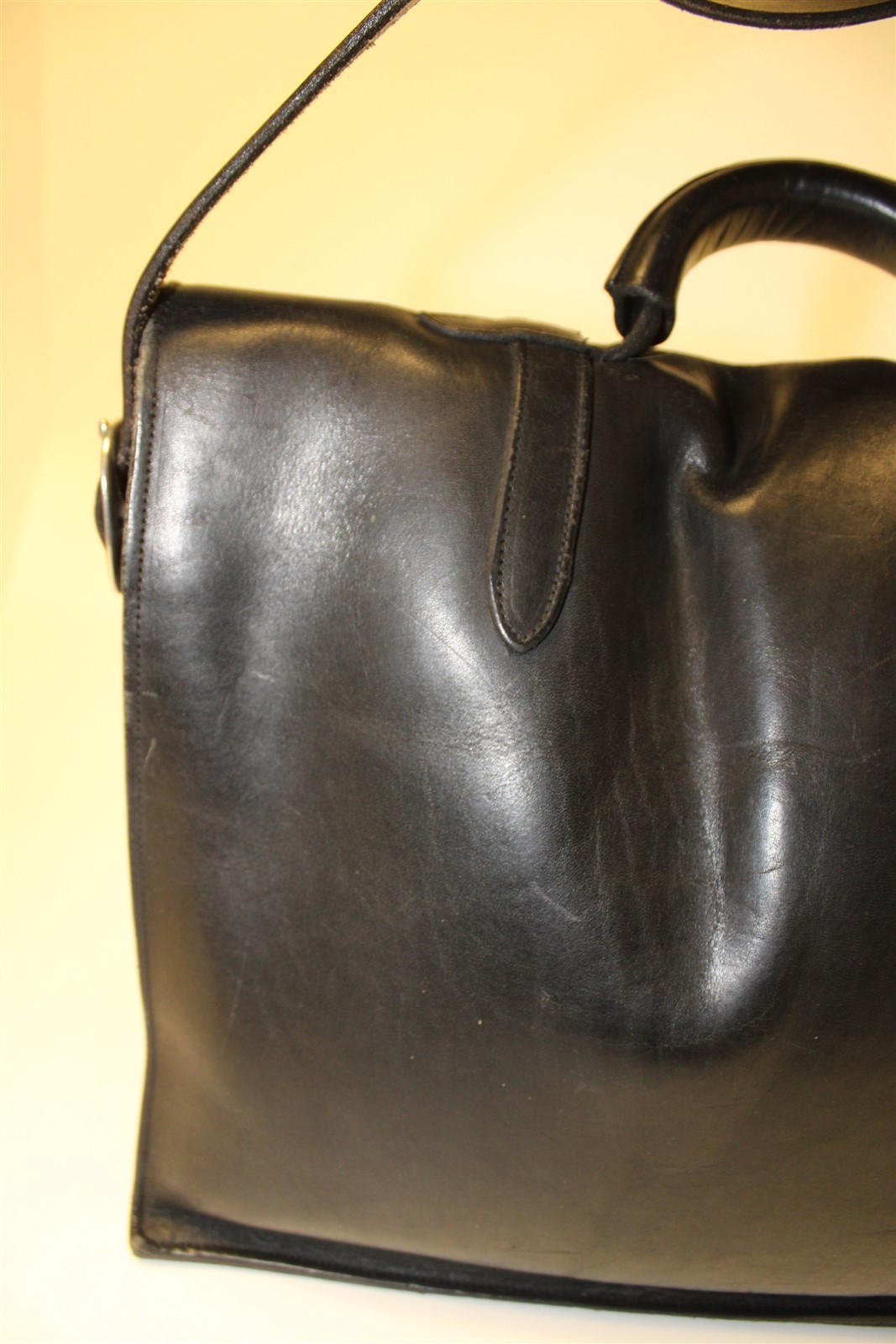 Premium Thick Leather Hand Crafted Large Black Messenger Bag