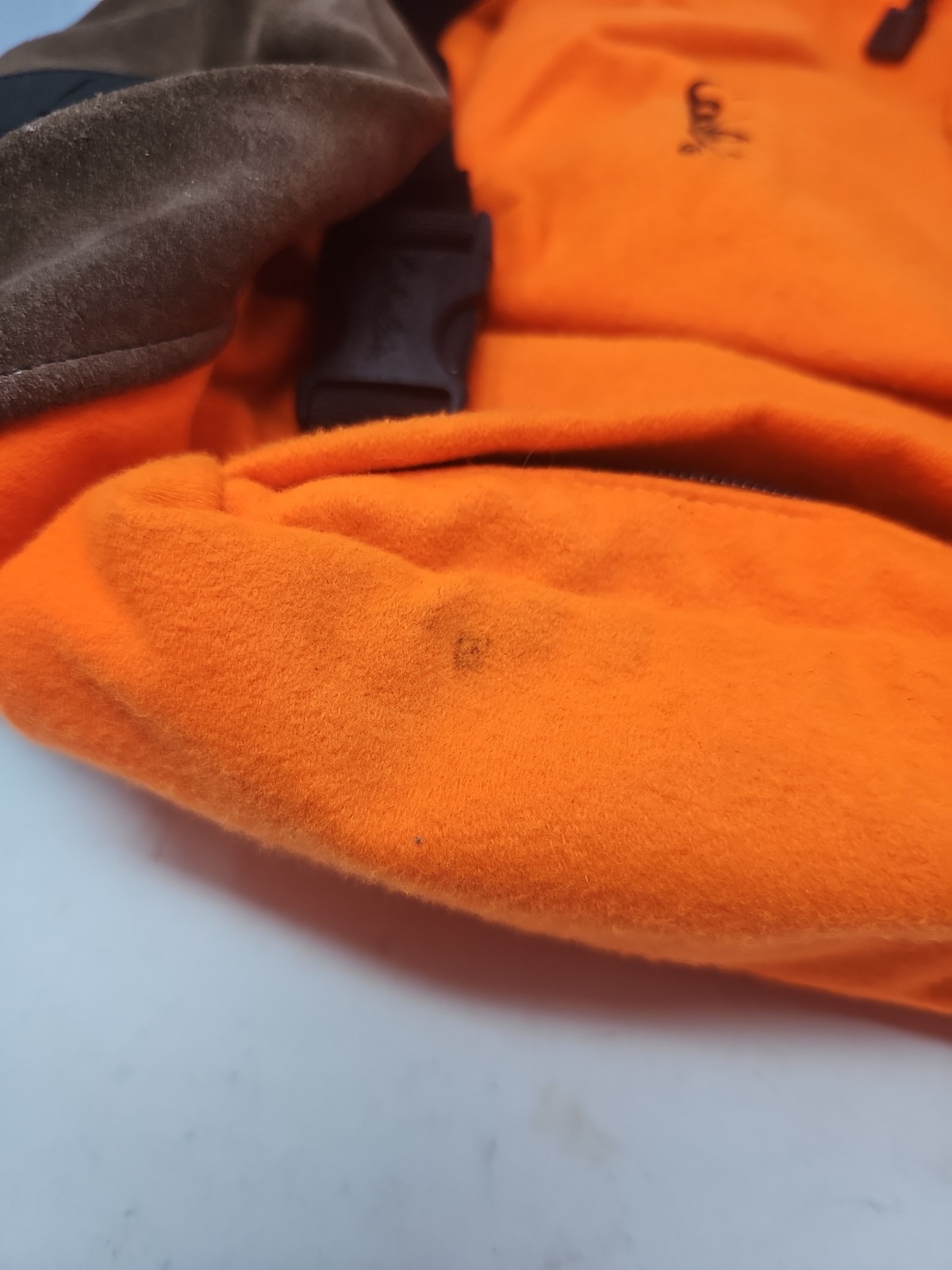 Vtg 90s Cabelas Orange Leather-Bottom Hunting Backpack Fishing Hike Bag USA Made