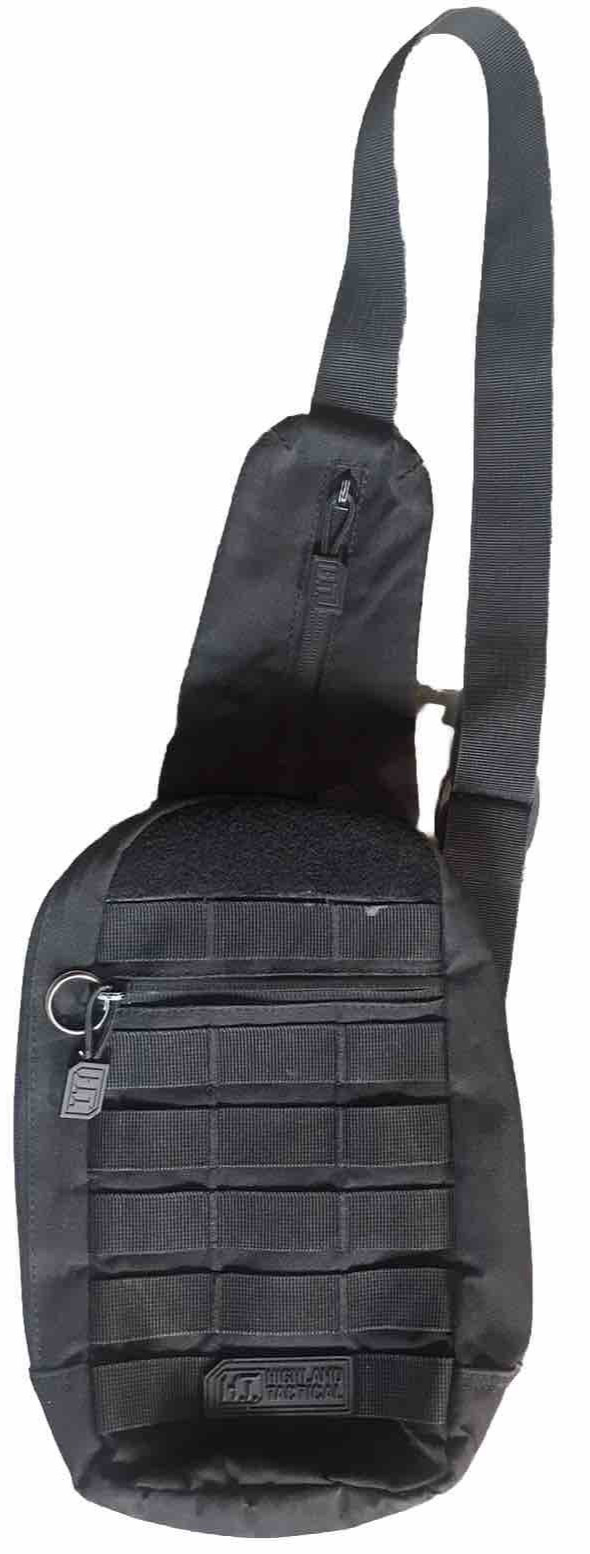 Highland Tactical Sling Bag Black 12″ x 8″ x 2.5″ Nice