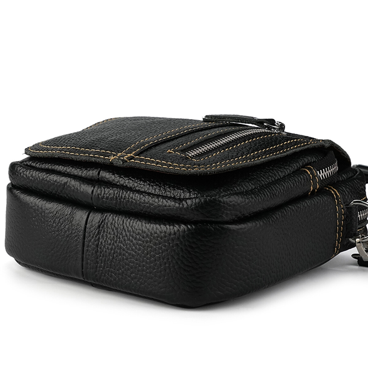 Mens Genuine Leather Mini Messenger Cross Body Handbag Shoulder Bag Large Purse