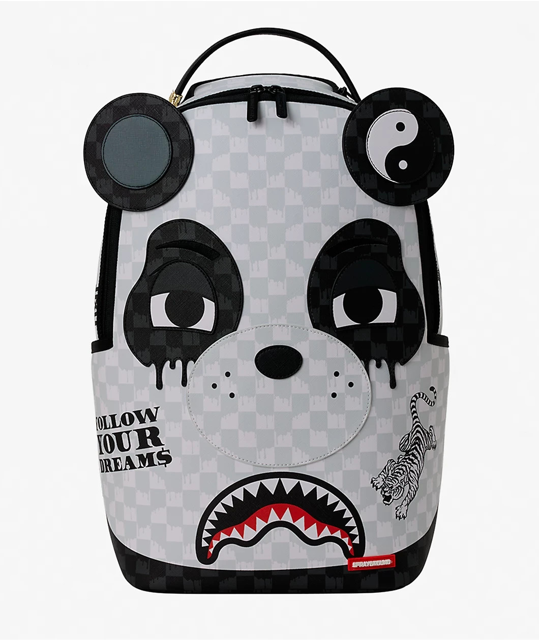 Sprayground Panda Check Backpack🔥New Black Bookbag Large School Bag
