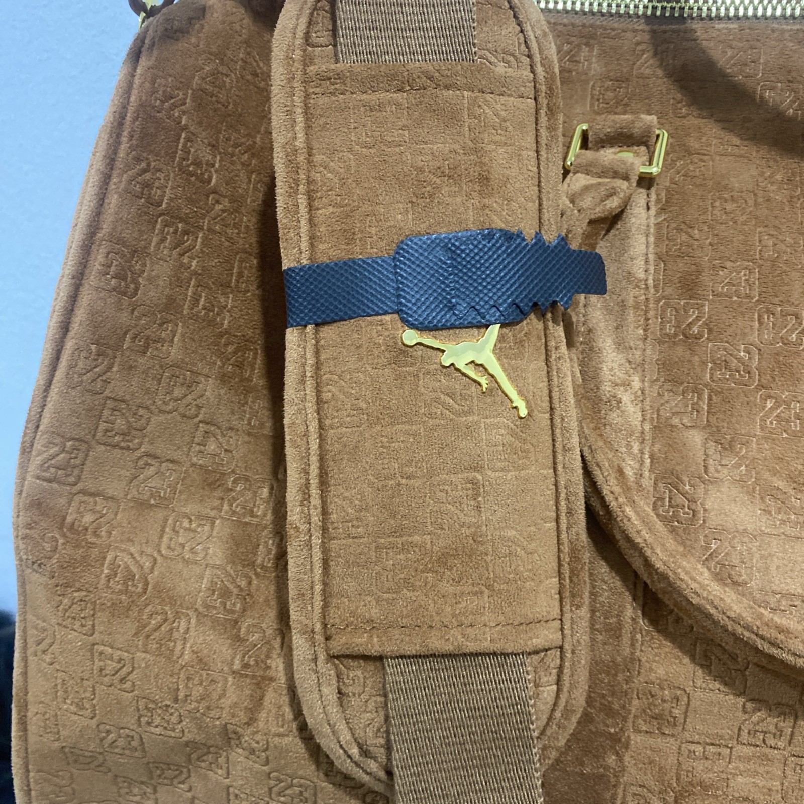 Nike Jordan Suede Monogram 40L Duffel Cognac Large Bag LM9205-X6X