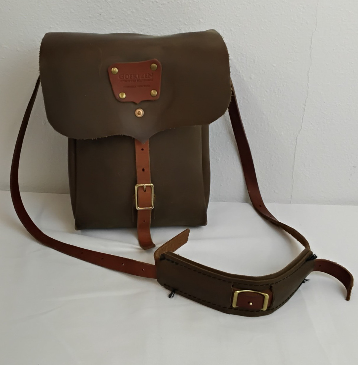 Goertzen Adventure Equipment Leather Field Bag Brown Montana Handmade #J5743