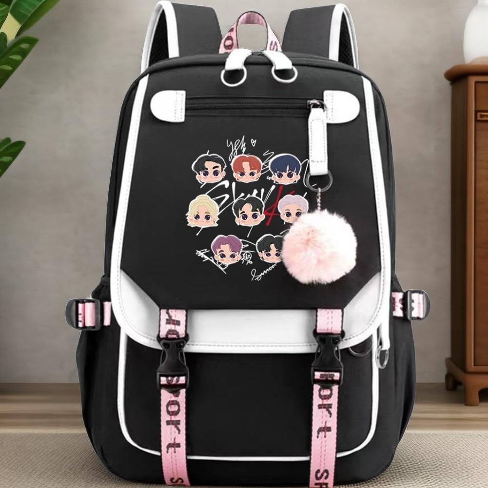 Stray Backpack Korean Casual Daypack Laptop Bag College Bag Unisex Black 32cm…