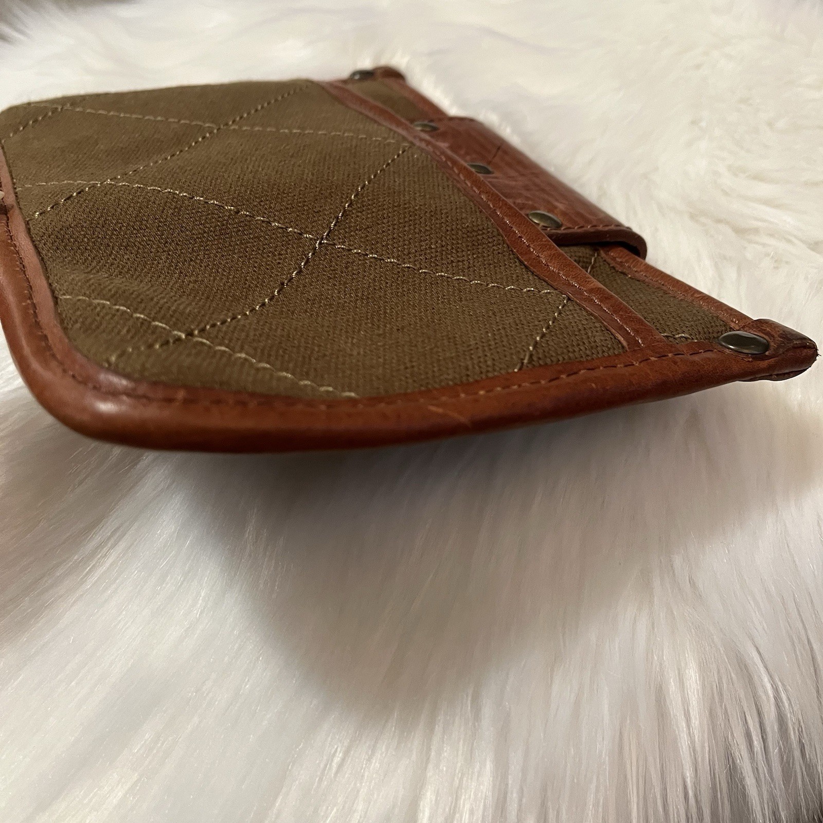 Will Leather Goods Quilted Canvas Pouch Bag Plaid Lined Olive Brown Eugene OR
