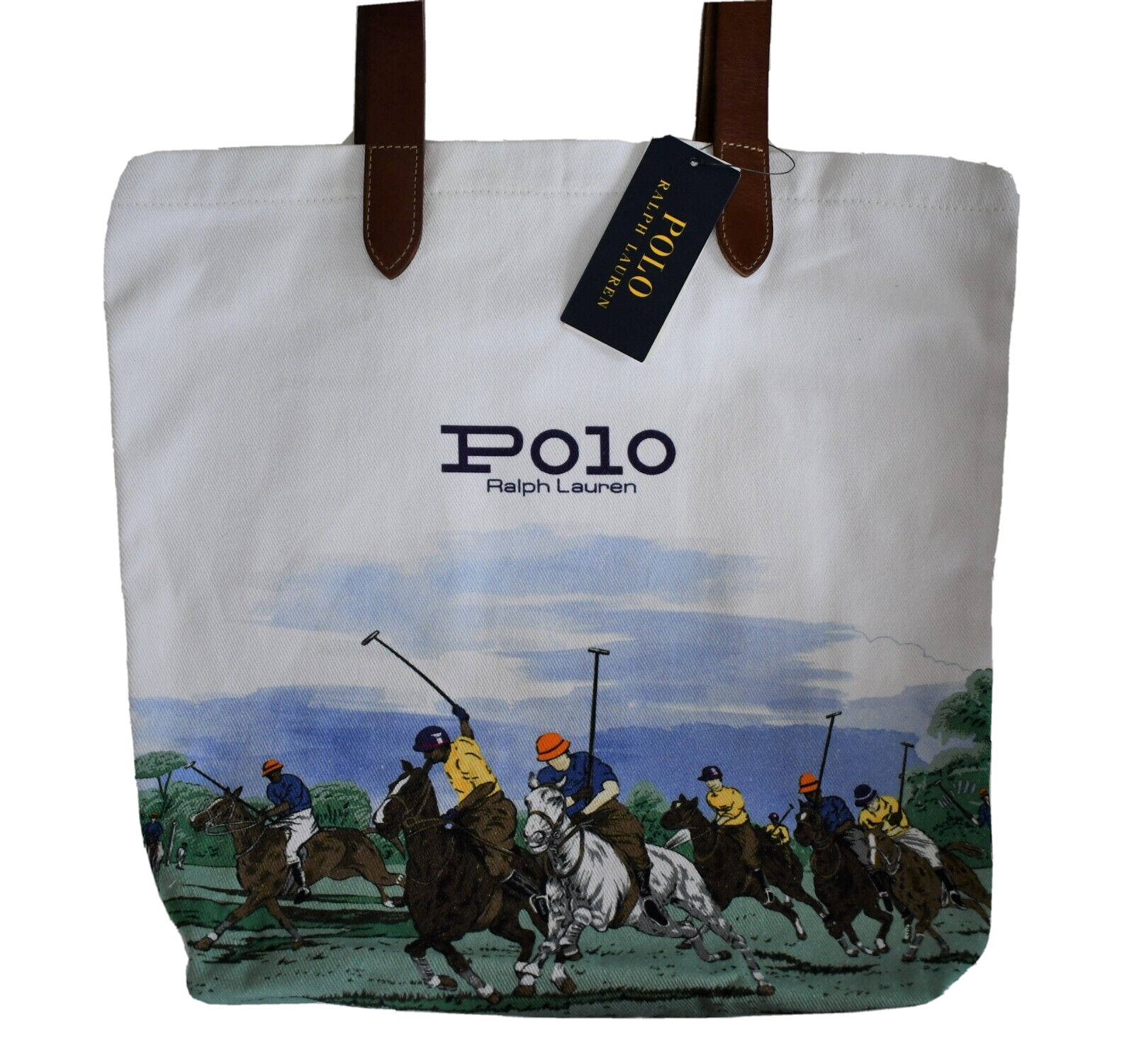New POLO RALPH LAUREN EQUESTRIAN-Print COTTON Twill SHOPPER TOTE Book Bag
