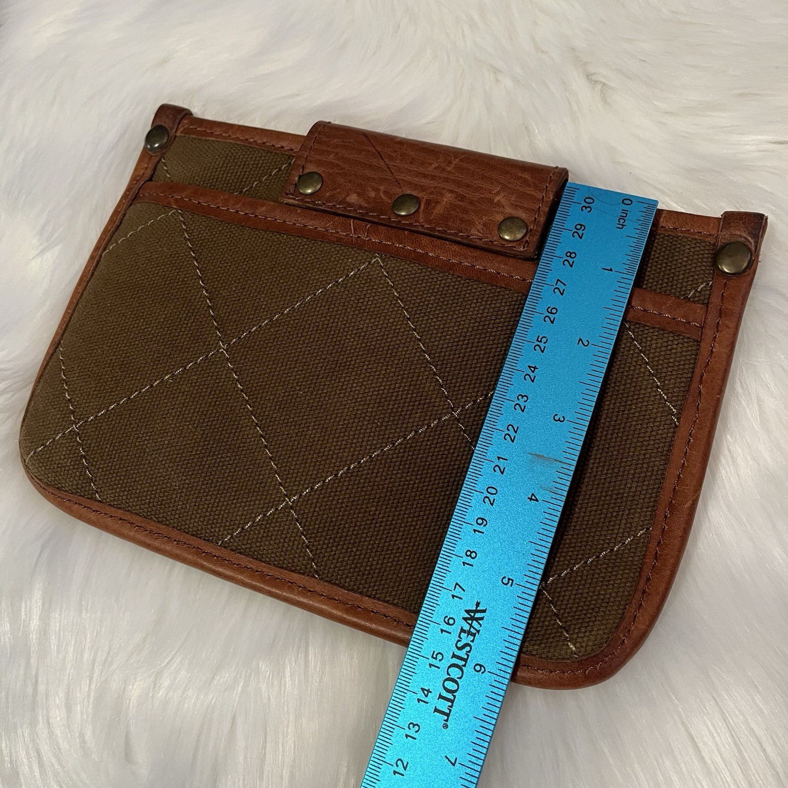 Will Leather Goods Quilted Canvas Pouch Bag Plaid Lined Olive Brown Eugene OR