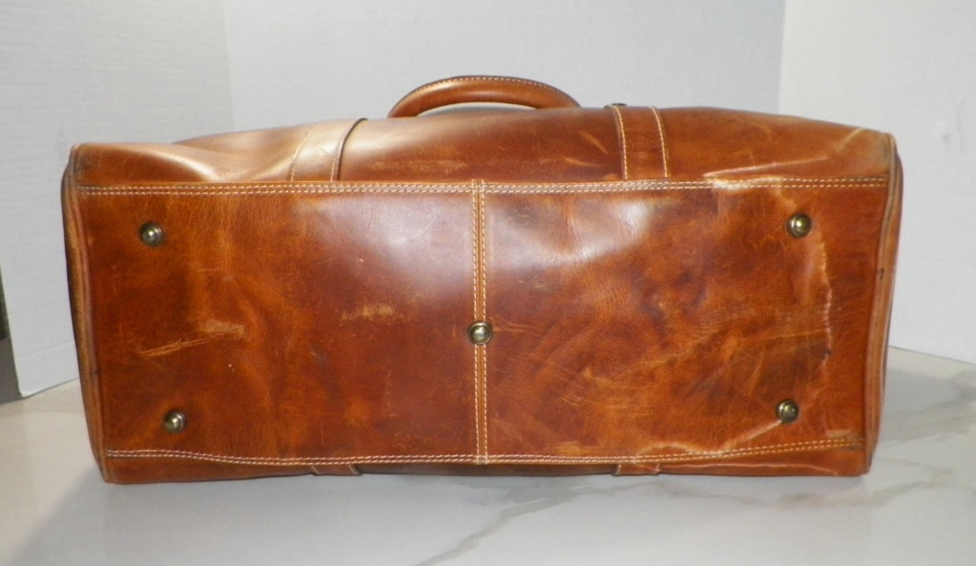 AARON LEATHER GOODS ZIP TOP DUFFLE BAG 20″
