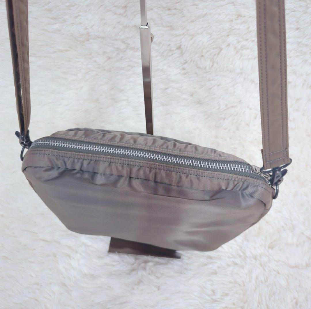 PORTER Tanker Oval Shoulder Bag Silver Gray Yoshida Japan Kaban Rare Used