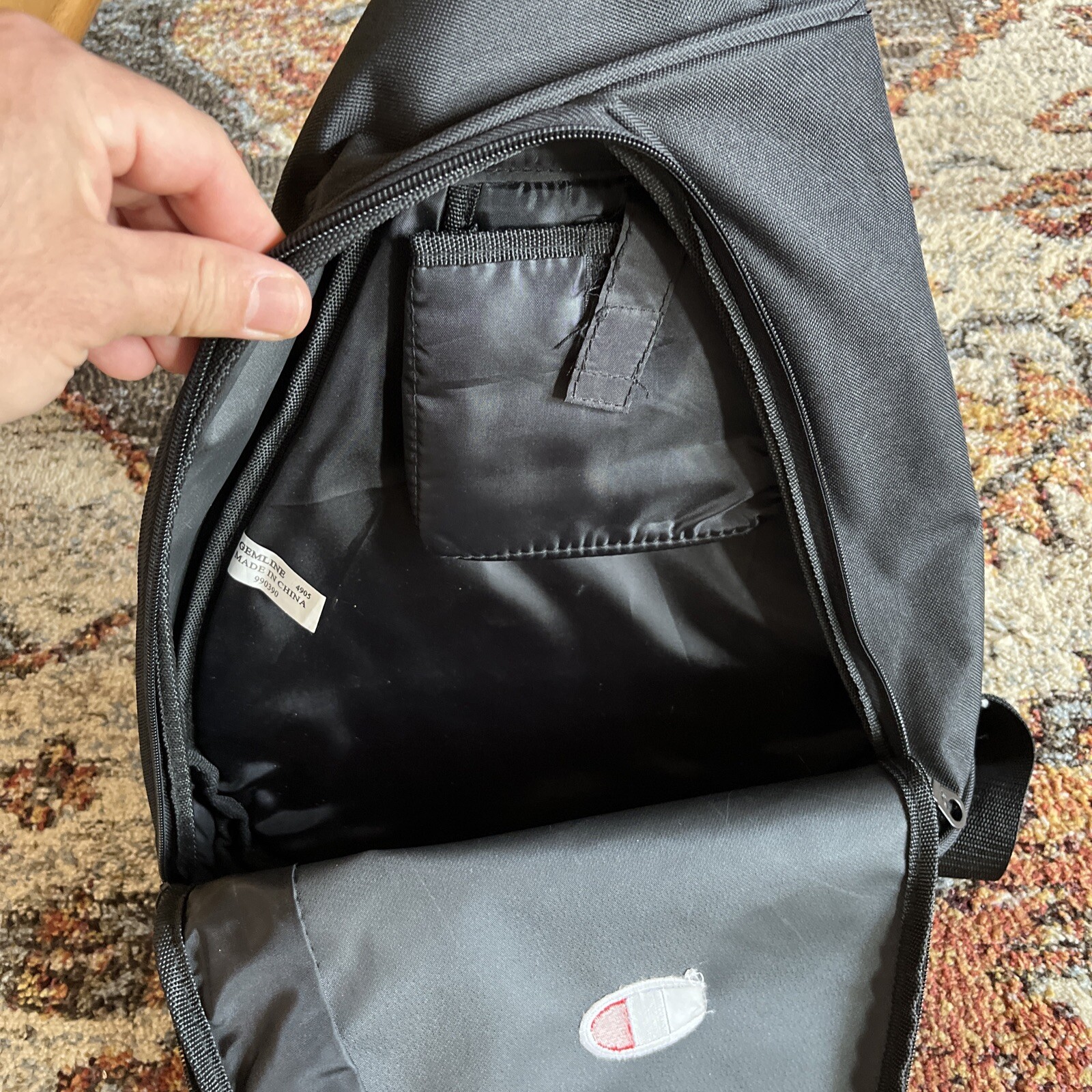 Champion Crossbody Bag Shoulder Bag Messenger Bag Sling Tote Black Left/Right
