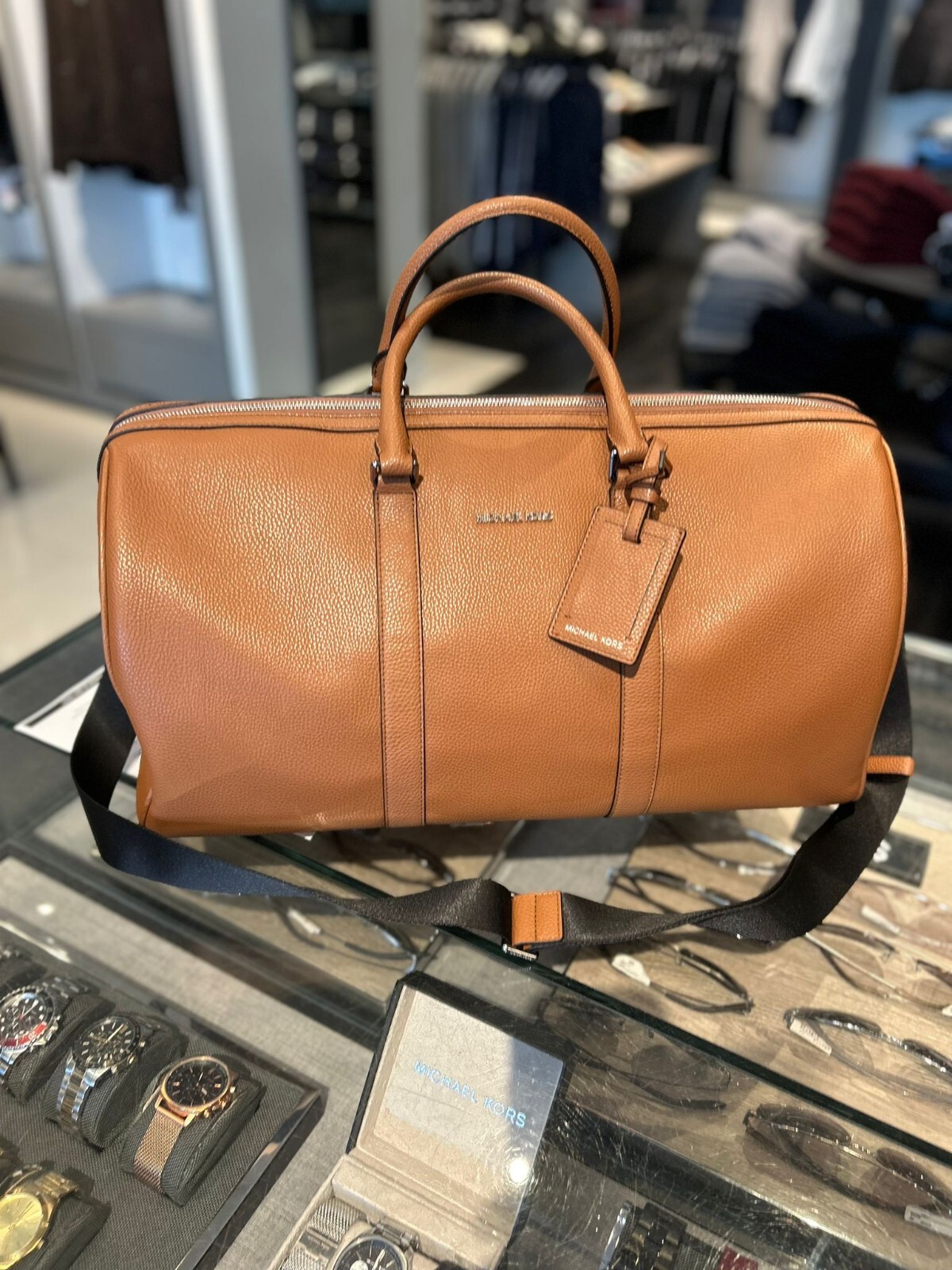 Michael Kors Cooper Men Duffle Luggage Brown Shoulder For Travel Getaway Trip MK