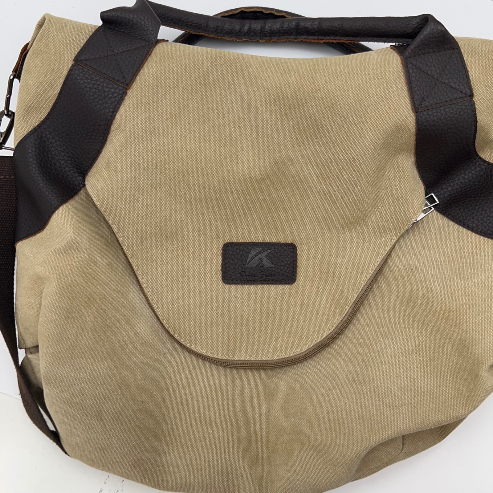 CANVAS Messenger Bag Leather Trim Crossbody Commuter Tote Outdoor Travel Casual