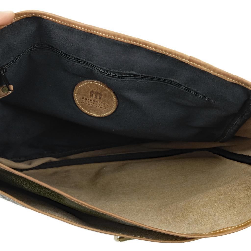 Vintage MULHOLLAND BROTHERS for Land Rover Bag Waxed Canvas & Leather Green