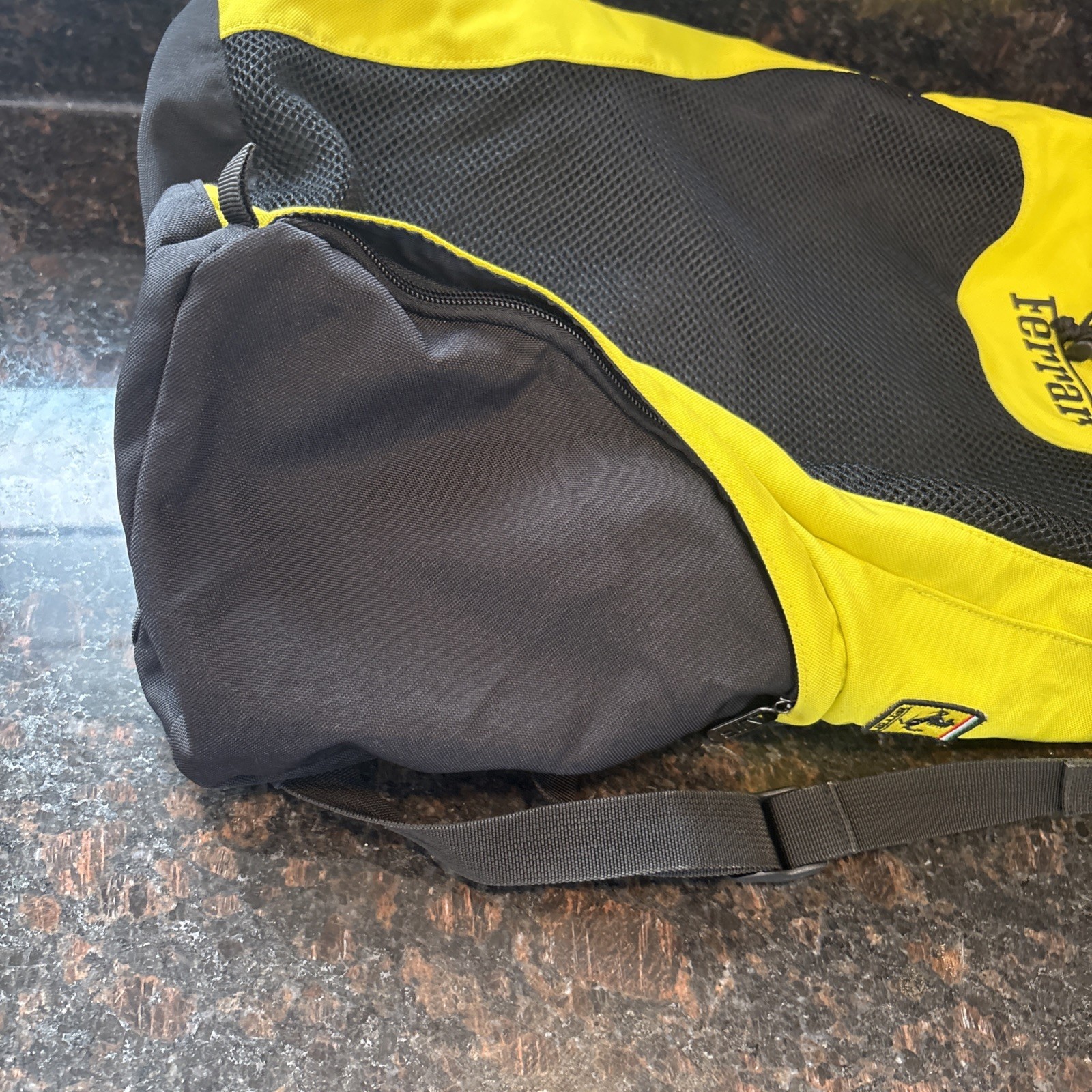 Ferrari Fila Book bag Neon Yellow Black Tie Strap Rare🔥🐎