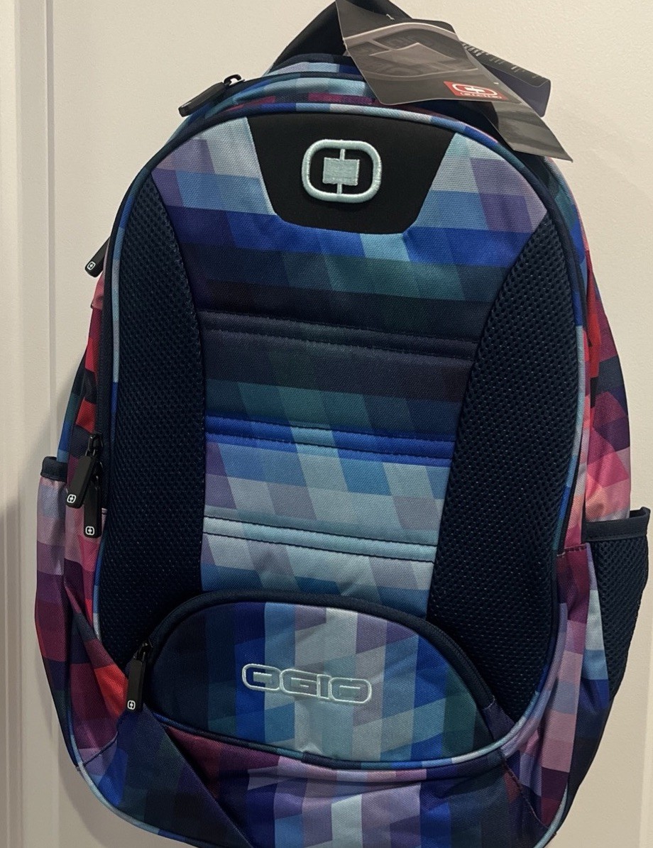 NWT OGIO Breaker Kaleidoscope Backpack Laptop Sleeve Geometric Blue Purple Pink